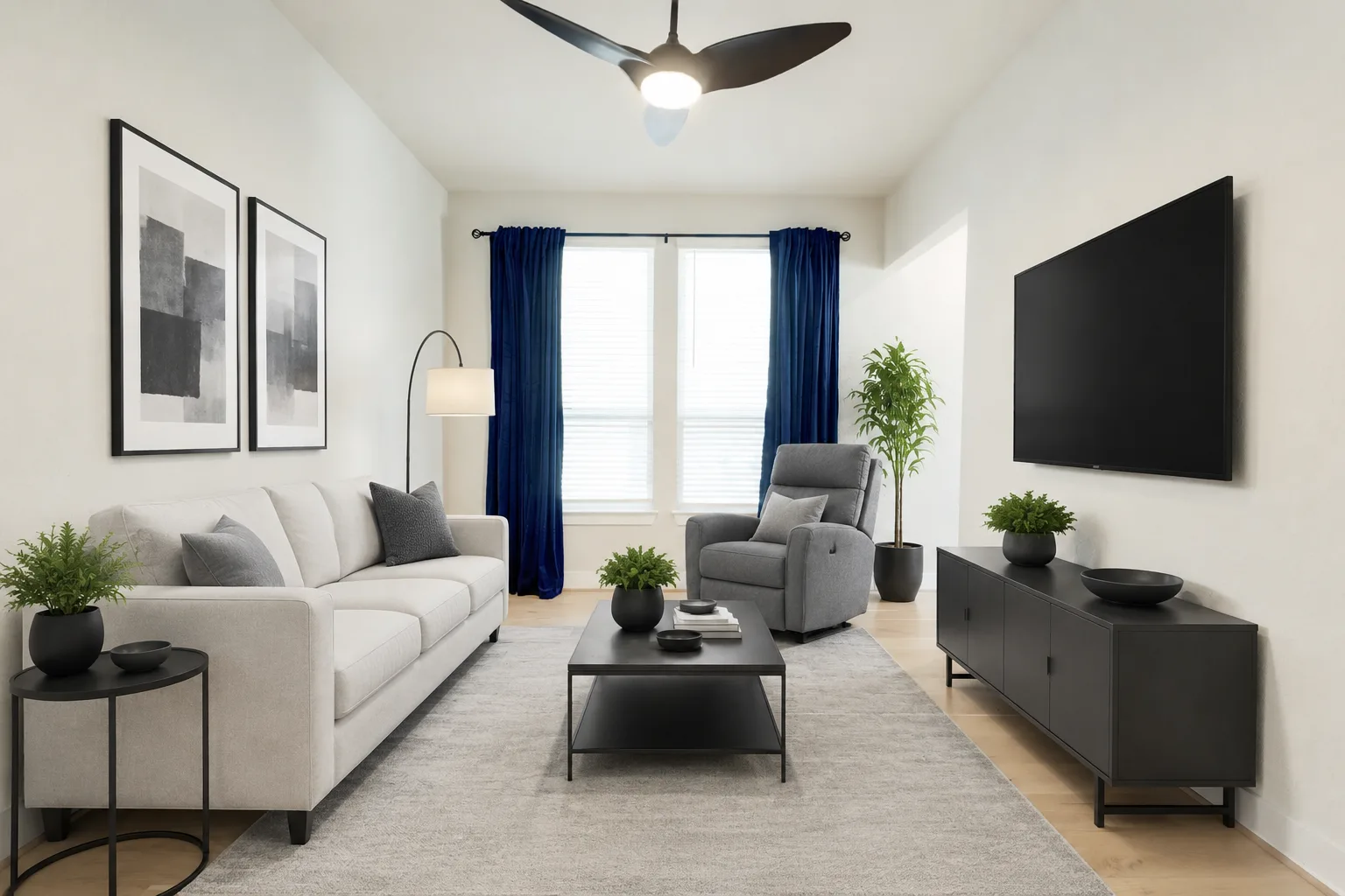 Multigenerational or guest suite living area, virtually staged