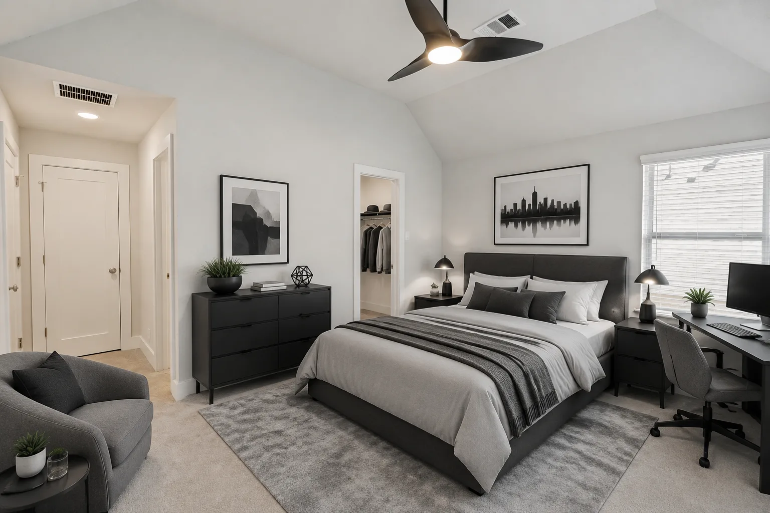 Bedroom, virtually staged